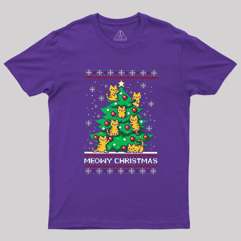 Meowy Christmas Geek T-Shirt - Image 5