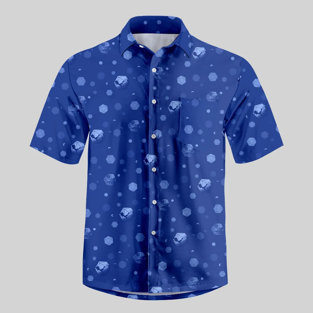 DND Moon and Colorful Dice Button Up Pocket Shirt - Image 2