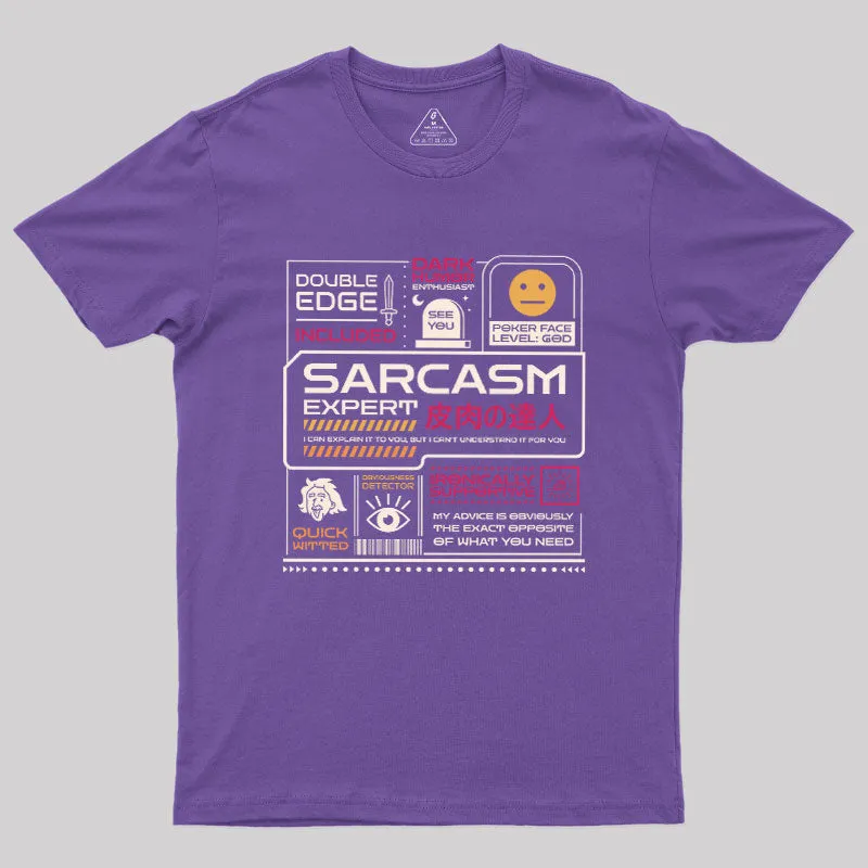 Sarcasm Expert Geek T-Shirt - Image 4