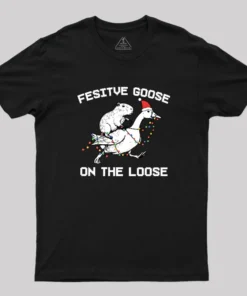 Festive Goose On The Loose Geek T-Shirt