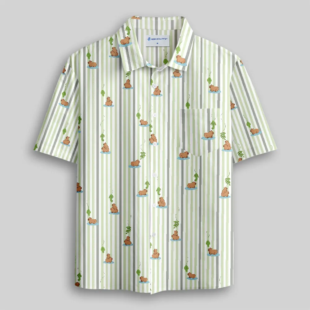 Capybara Snack Lure Button Up Pocket Shirt