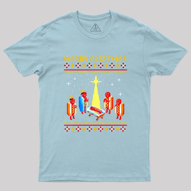 Merry Glizzmas Retro Funny Hot Dog Christmas Geek T-Shirt - Image 9
