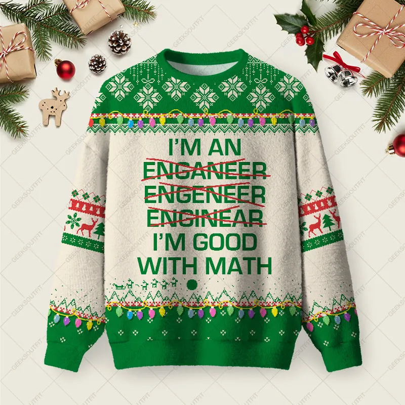 I Am Good With Math Ugly Christmas Fuzzy Fleece Sweatshirt