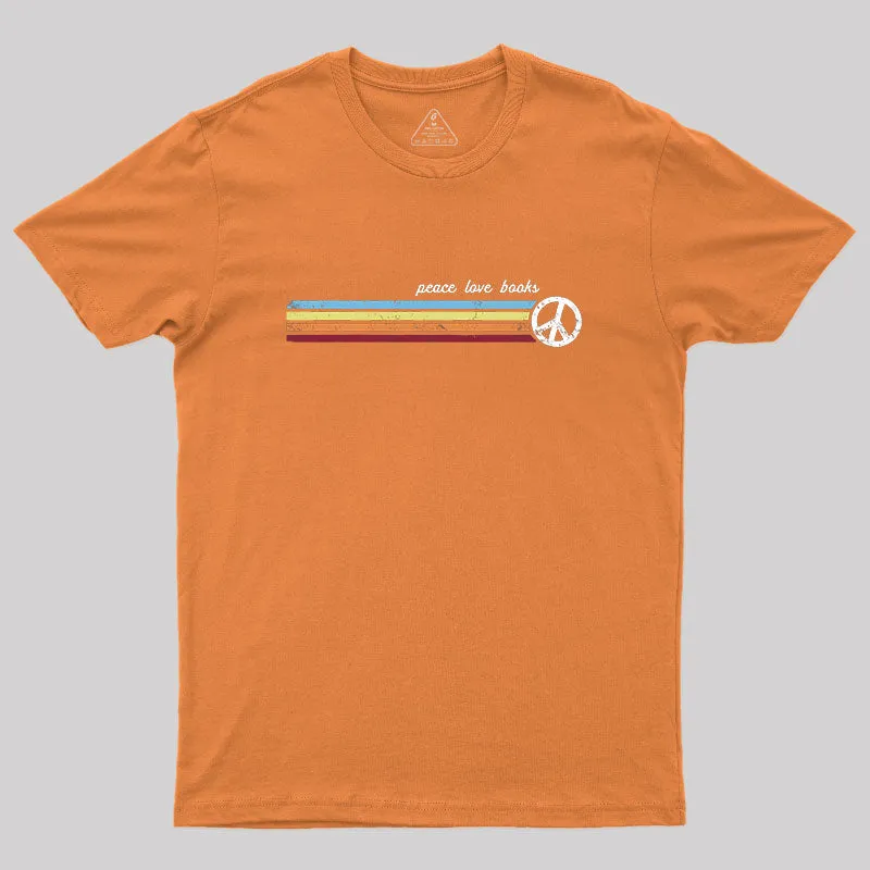 Retro Stripes Peace Love Books T-Shirt - Image 4