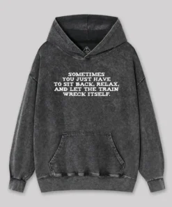 Alternative view of Let The Train Wreck Itself Geek Washed Hoodie
