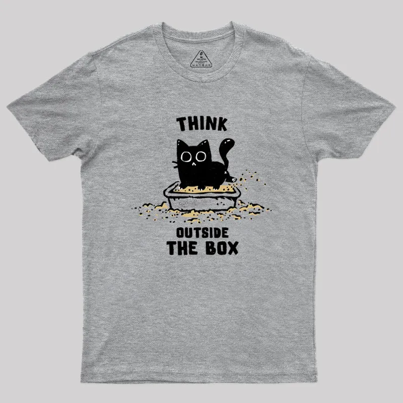 Think Outside The Cat Box Geek T-Shirt - Image 3