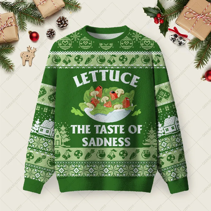 The Taste Of Sadness Ugly Christmas Fuzzy Fleece Sweatshirt