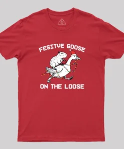 Alternative view of Festive Goose On The Loose Geek T-Shirt