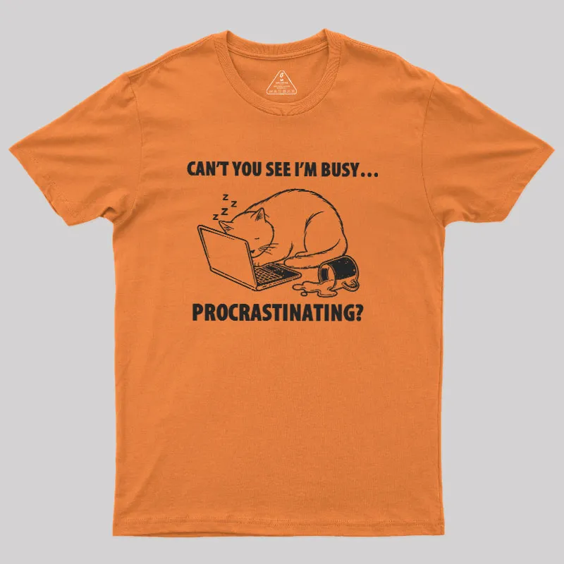 Procrastination Cat Geek T-Shirt - Image 7