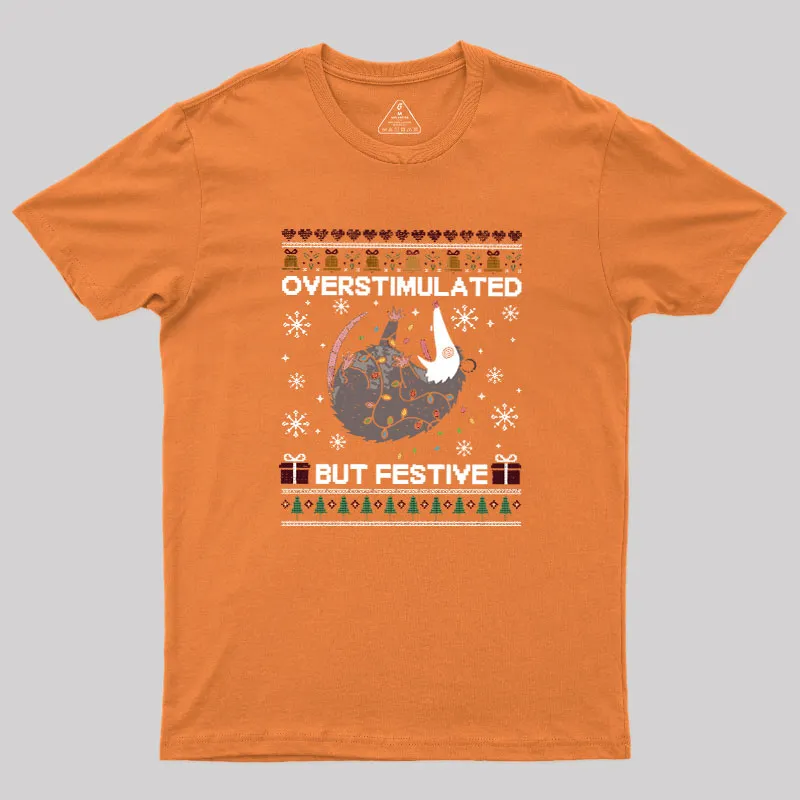 Overstimulated But Festive Possum Geek T-Shirt - Image 7