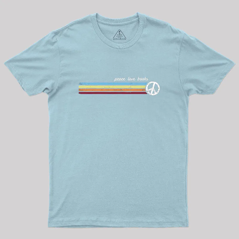Retro Stripes Peace Love Books T-Shirt - Image 8