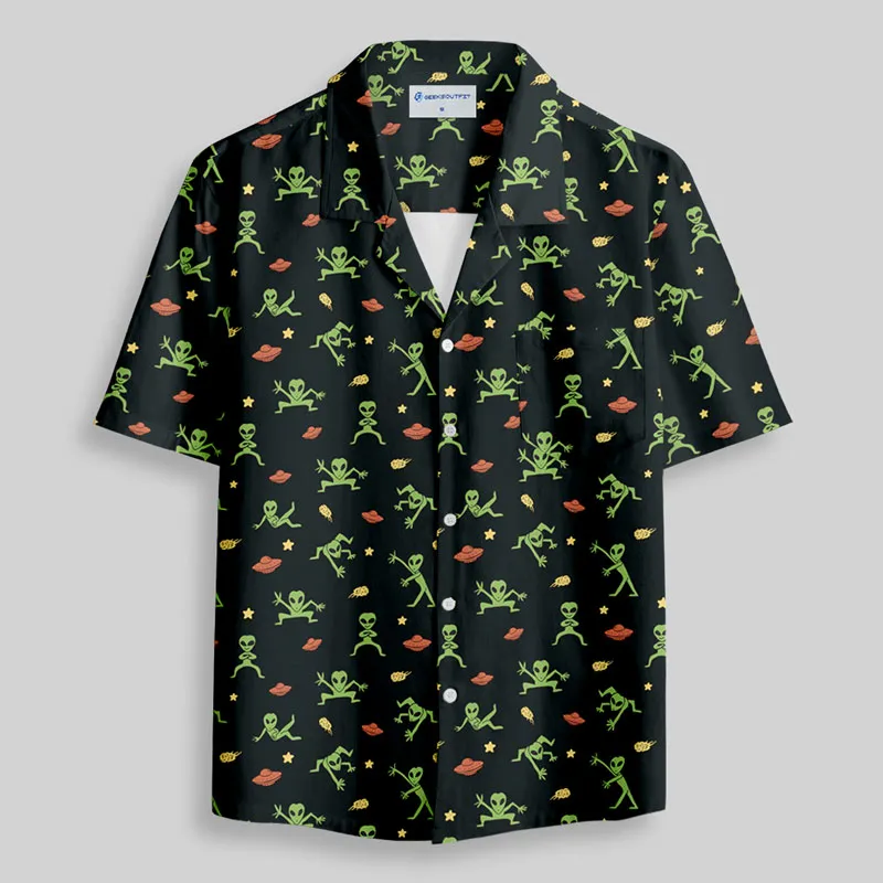Alien Antics Black Button Up Pocket Shirt - Image 2