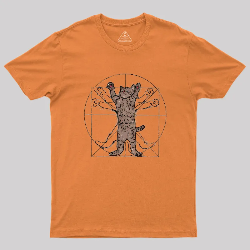 Vitruvian Cat Geek T-Shirt - Image 7