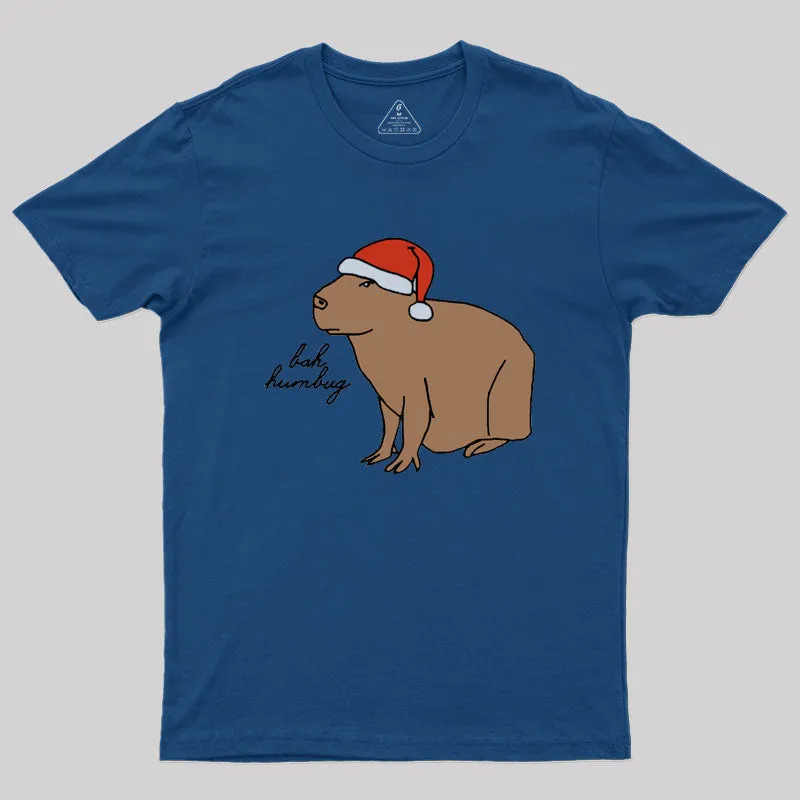 Serious Christmas Capybara Says Bah Humbug Geek T-Shirt - Image 3