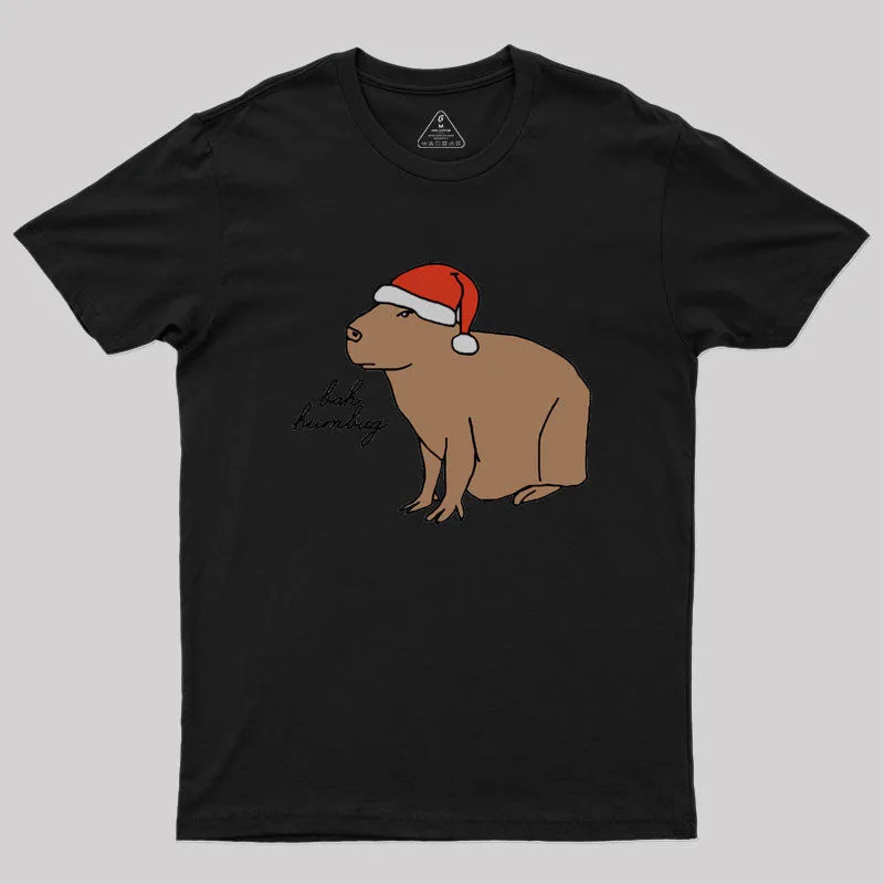 Serious Christmas Capybara Says Bah Humbug Geek T-Shirt - Image 4