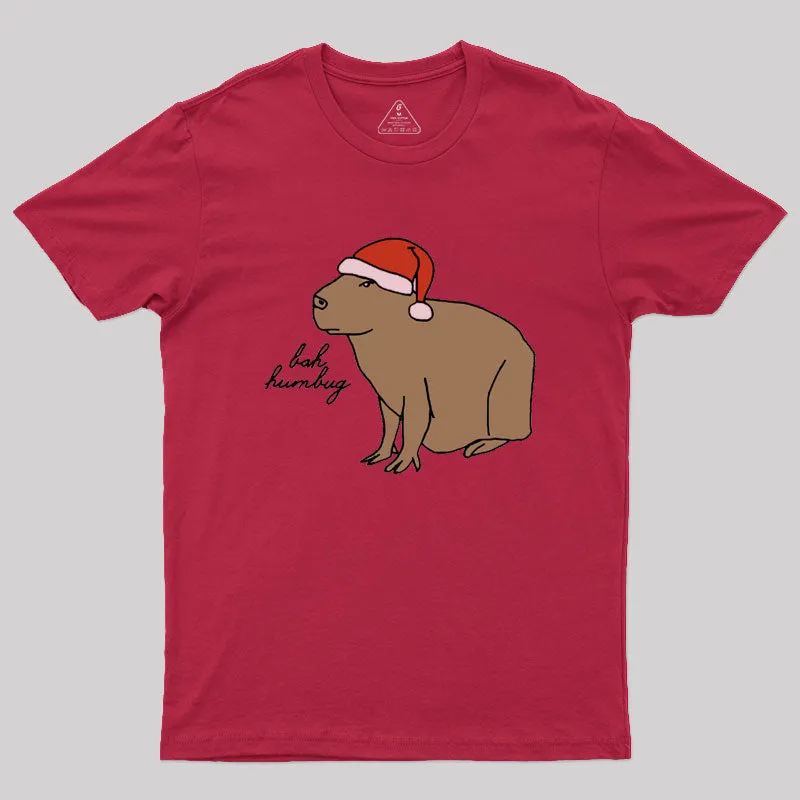 Serious Christmas Capybara Says Bah Humbug Geek T-Shirt