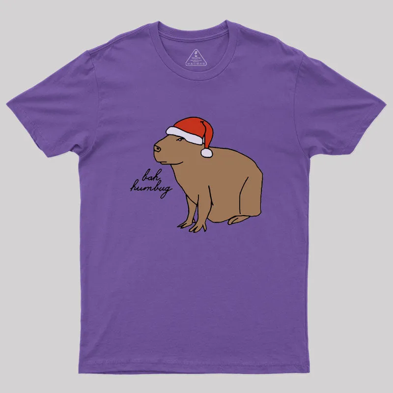Serious Christmas Capybara Says Bah Humbug Geek T-Shirt - Image 6