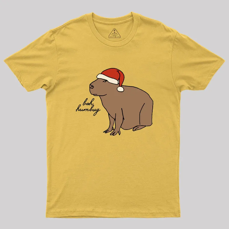 Serious Christmas Capybara Says Bah Humbug Geek T-Shirt - Image 8
