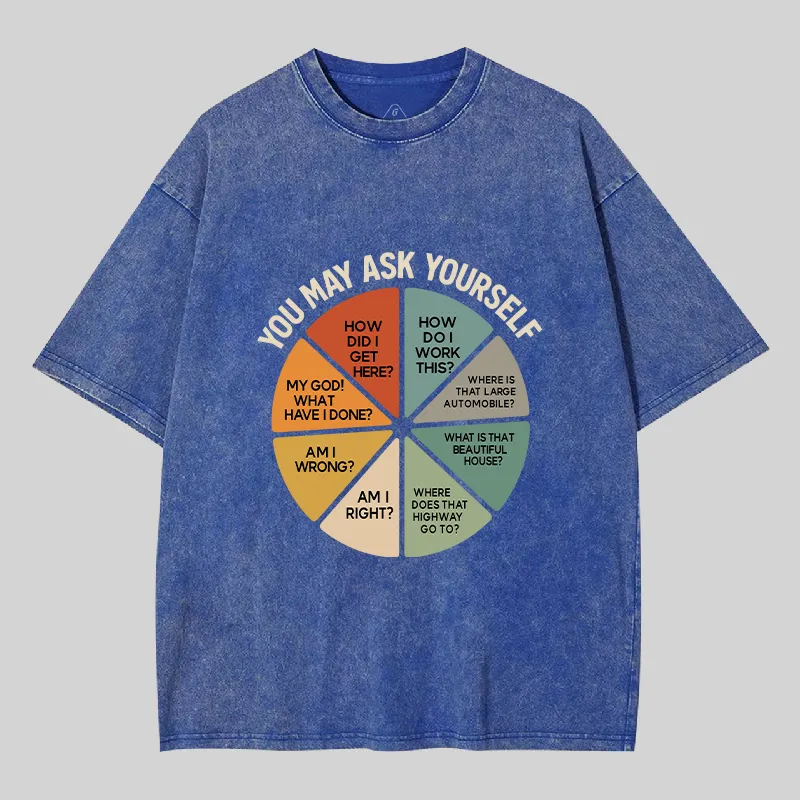 You May Ask Yourself Geek Washed T-shirt - Image 2