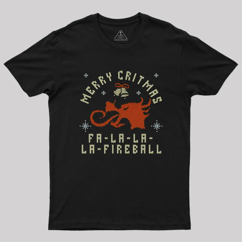 Scifi Merry Critmas Falalala Fireball Geek T-Shirt - Image 2