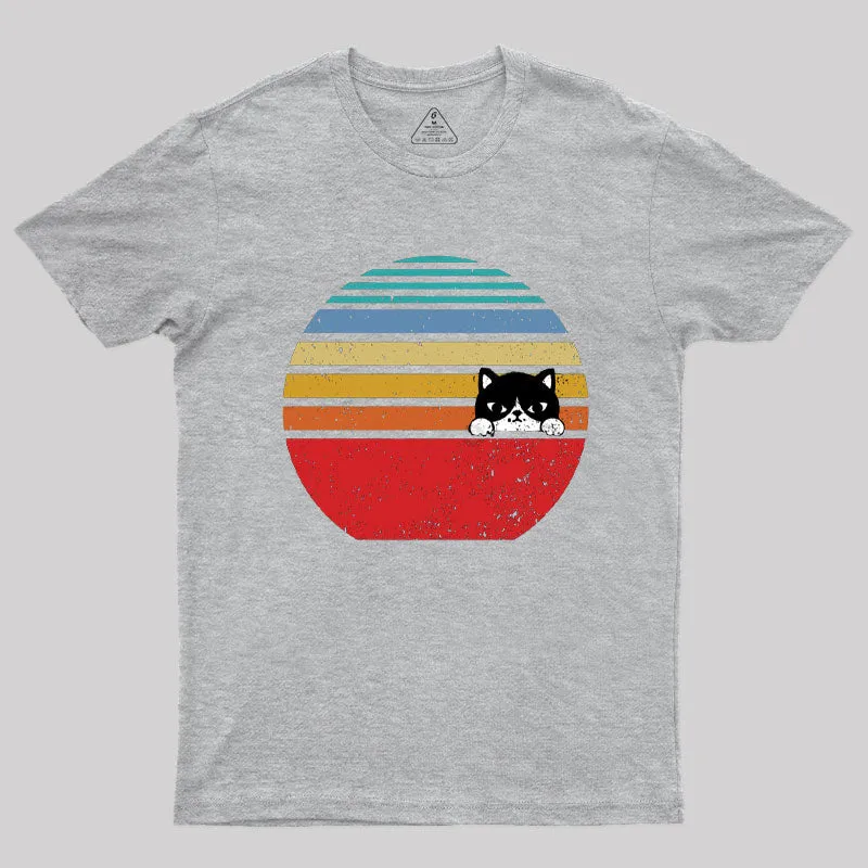 Grumpy Tuxedo Retro Cat T-Shirt - Image 10