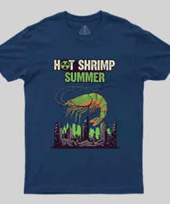Alternative view of Hot Shrimp Summer Funny Radioactive Geek T-Shirt