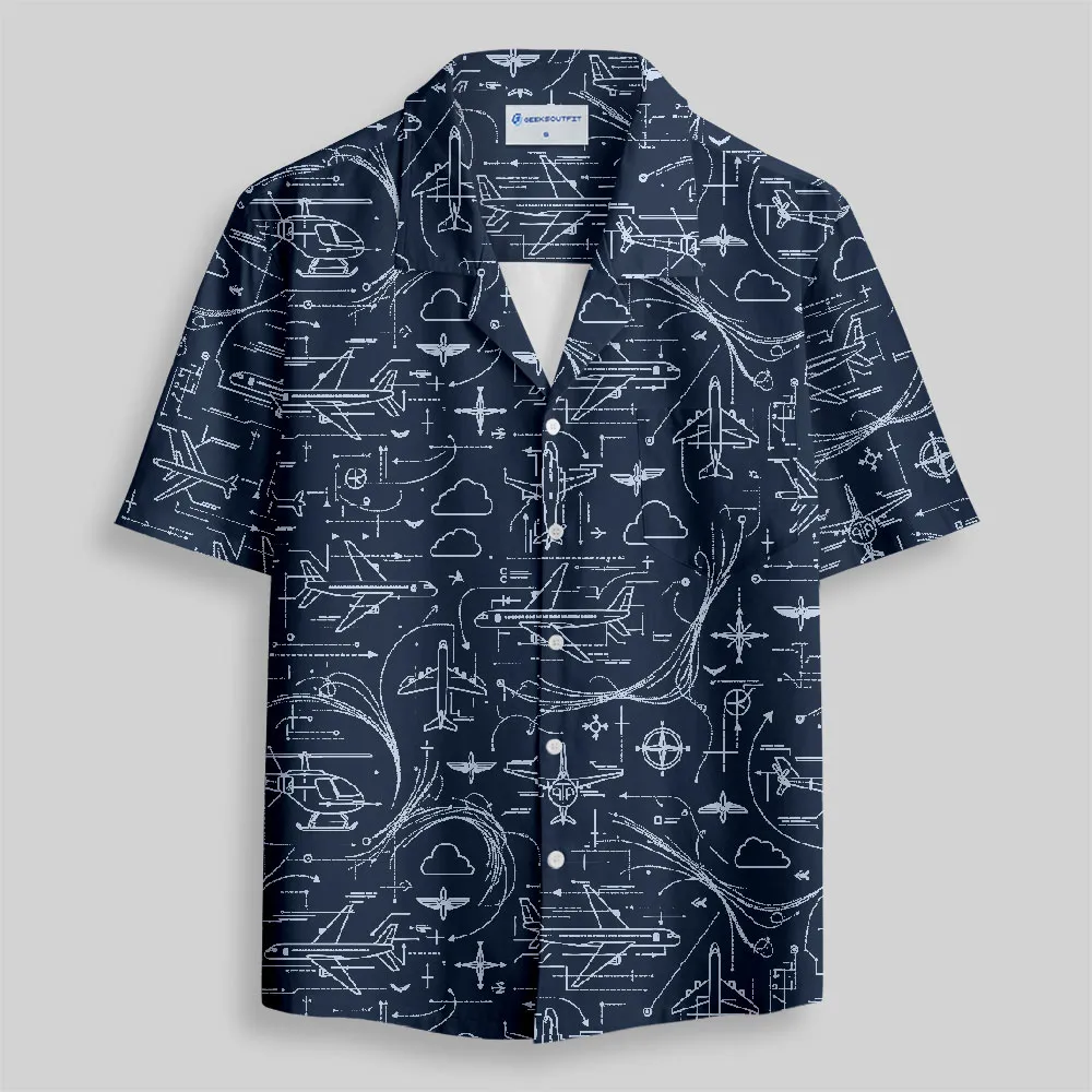 Flight Blueprint Button Up Pocket Shirt - Image 2