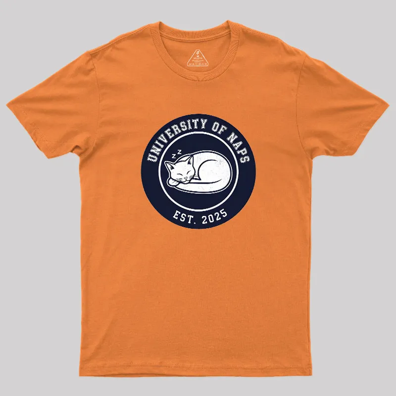 University of Naps Sleeping Cat Geek T-Shirt - Image 7