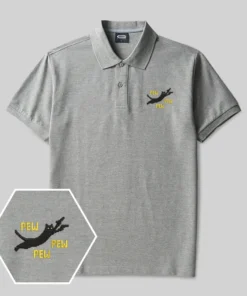 Pew Pew Pew Cat Geek Embroidered Polo Shirts