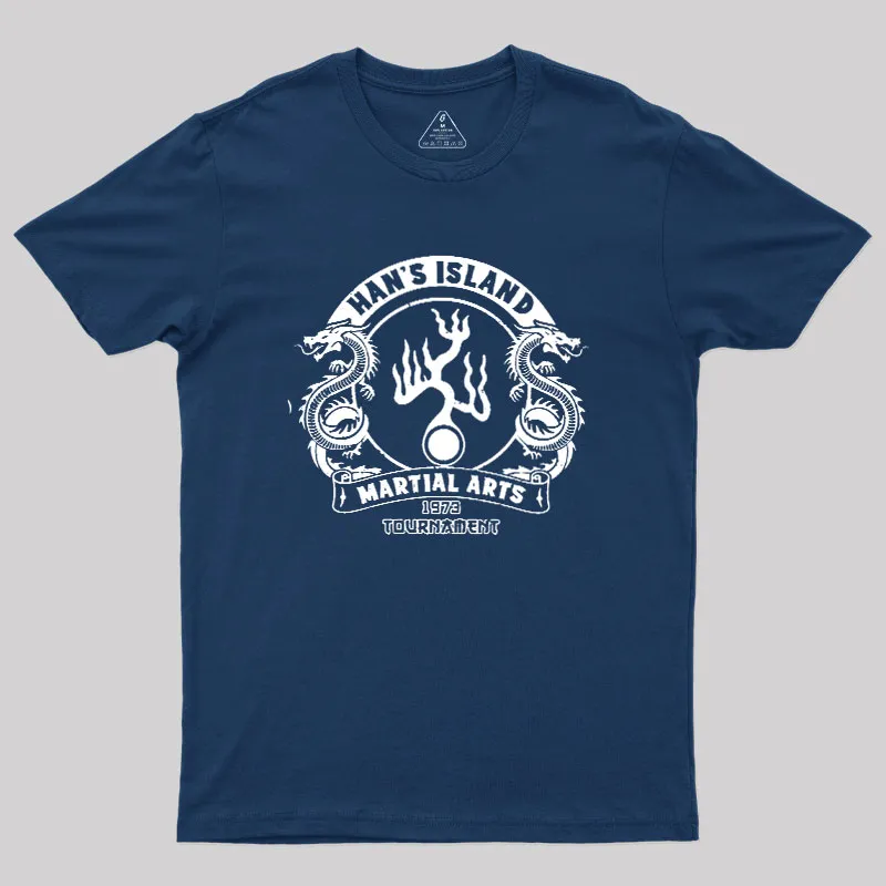 Han's Island Martial arts tournament Geek T-Shirt - Image 2