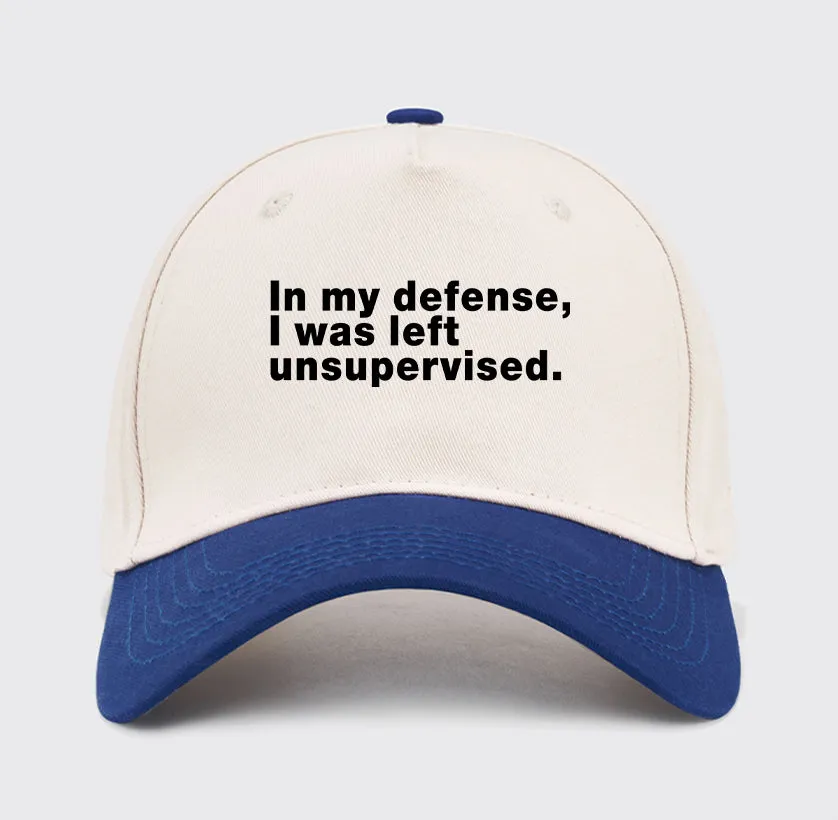 In my defense I was left unsupervised Washed Vintage Baseball Cap - Image 6