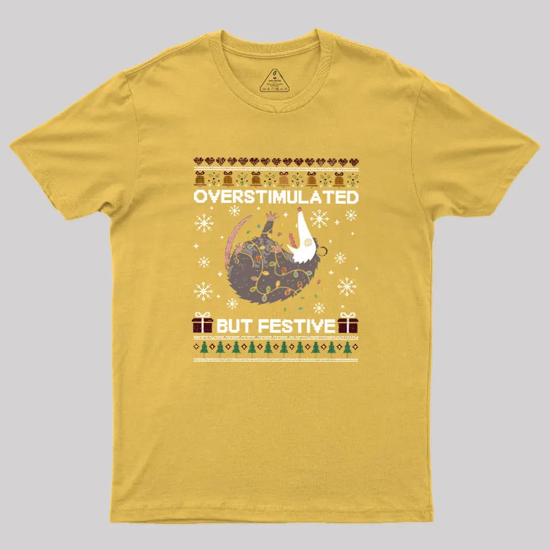 Overstimulated But Festive Possum Geek T-Shirt - Image 8