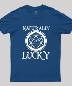 Alternative view of Naturally Lucky DnD D20 Custom Geek T-Shirt