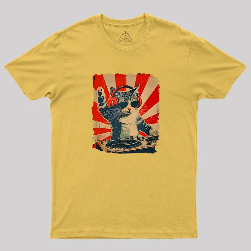 Rock Music Cat Vintage Geek T-Shirt - Image 8