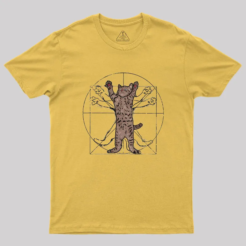 Vitruvian Cat Geek T-Shirt - Image 8
