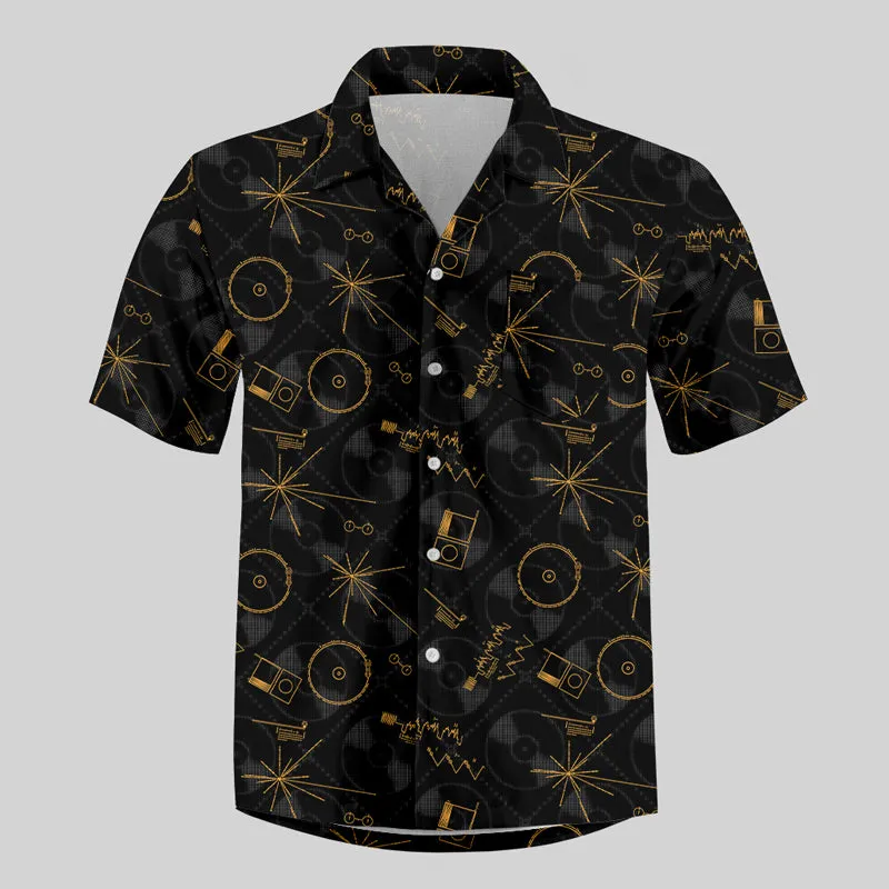 Space Voyager One Gold Disc Button Up Pocket Shirt - Image 3