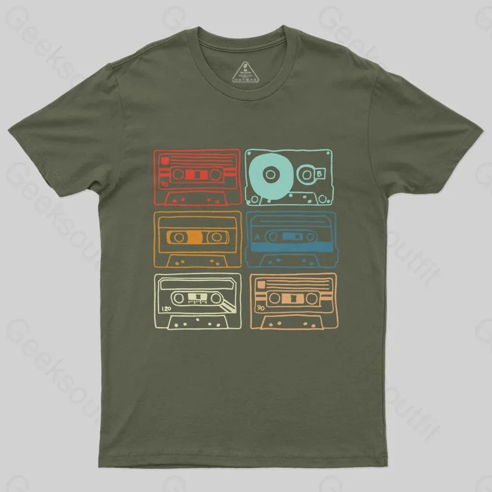 80s 90s Retro Party Costume Cassette Tapes T-Shirt - Image 4