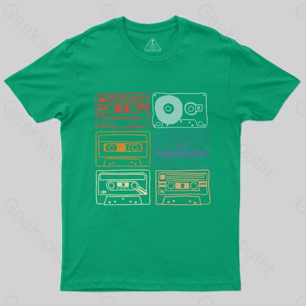 80s 90s Retro Party Costume Cassette Tapes T-Shirt - Image 7