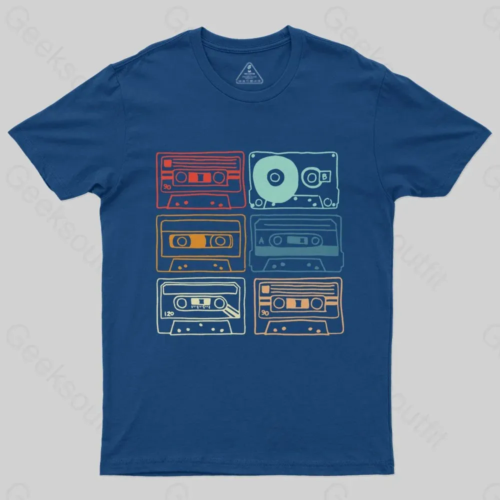 80s 90s Retro Party Costume Cassette Tapes T-Shirt - Image 3