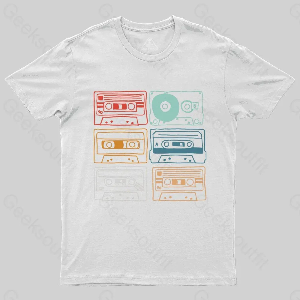 80s 90s Retro Party Costume Cassette Tapes T-Shirt - Image 2