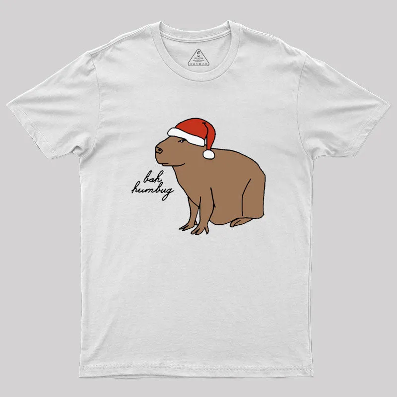 Serious Christmas Capybara Says Bah Humbug Geek T-Shirt - Image 11
