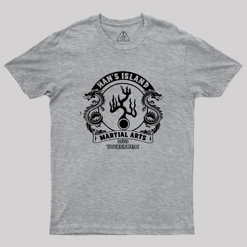 Han's Island Martial arts tournament Geek T-Shirt - Image 4