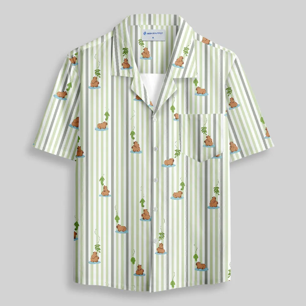 Capybara Snack Lure Button Up Pocket Shirt - Image 2