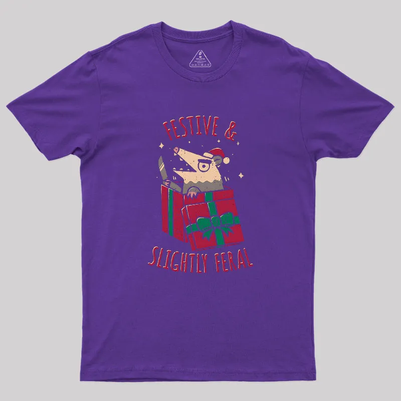 Festive & Slightly Feral Geek T-Shirt - Image 5