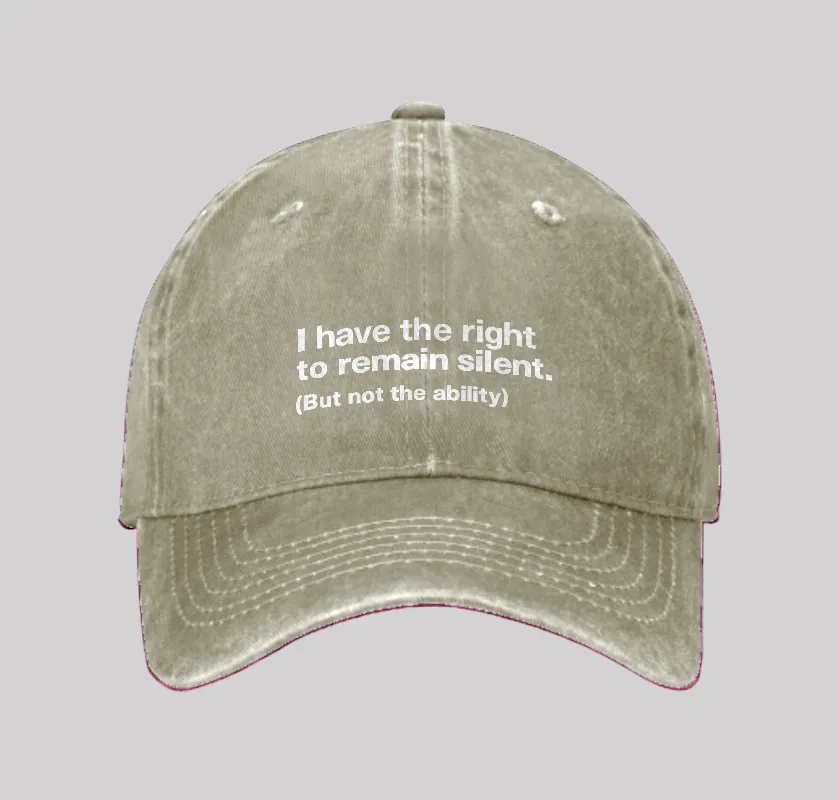 I Have The Right To Remain Silent Washed Vintage Baseball Cap - Image 2
