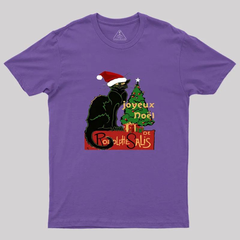 Joyeux Noel Le Chat Noir Spoof With Yule Tree v2 Geek T-Shirt - Image 6