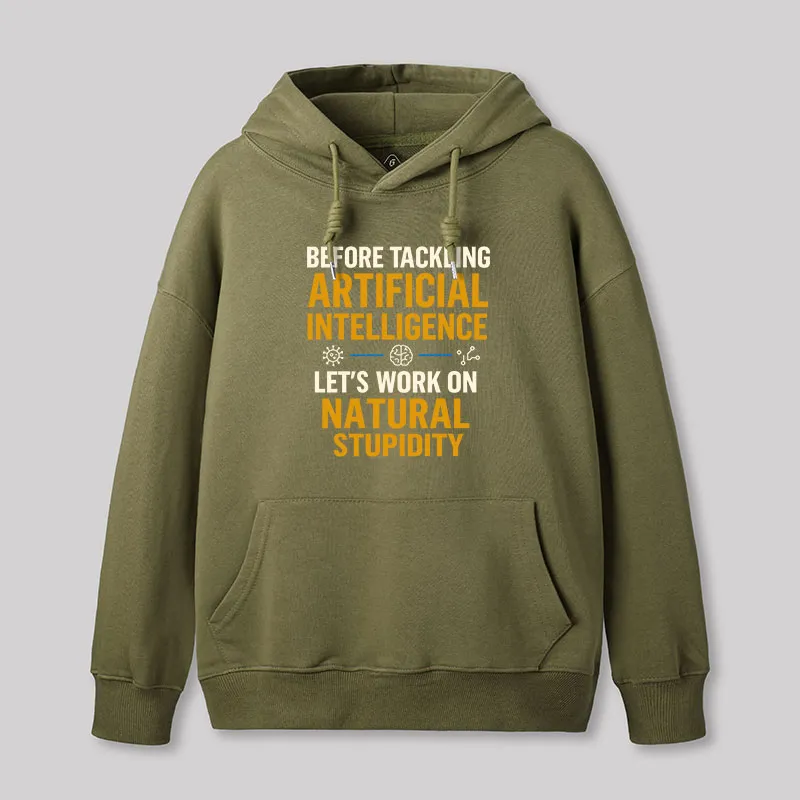 Let's Work on Natural Stupidity Geek Hoodie - Image 3