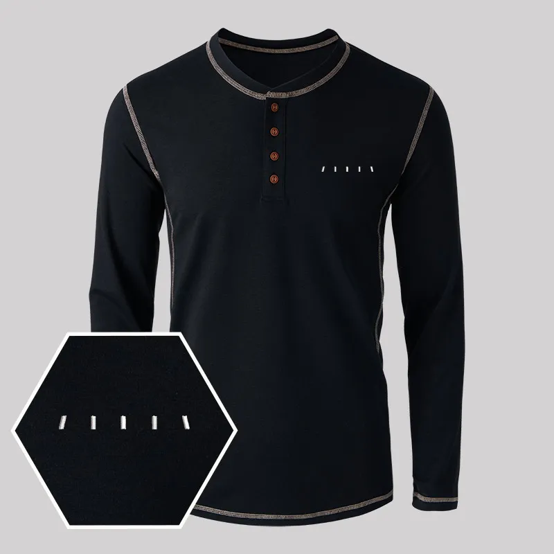 Alien Geek Embroidered Long Sleeve Henley Shirts - Image 2