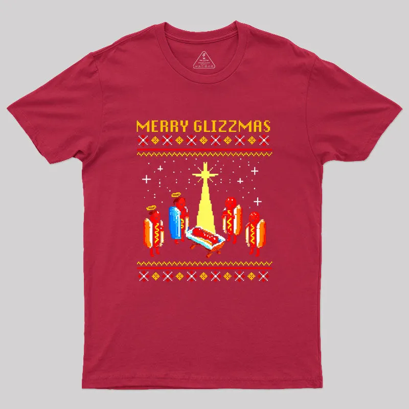 Merry Glizzmas Retro Funny Hot Dog Christmas Geek T-Shirt - Image 5