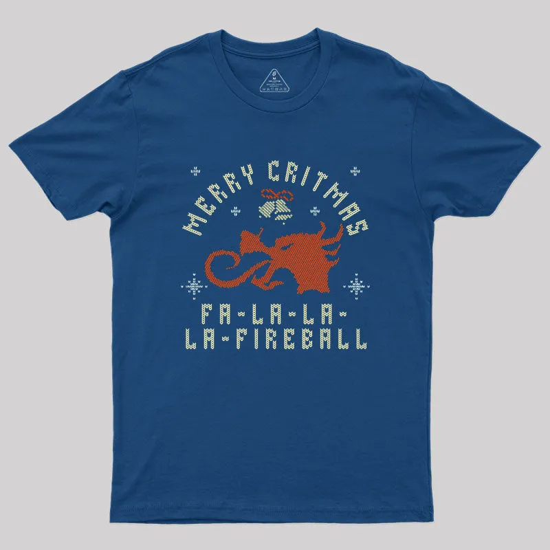 Scifi Merry Critmas Falalala Fireball Geek T-Shirt - Image 3